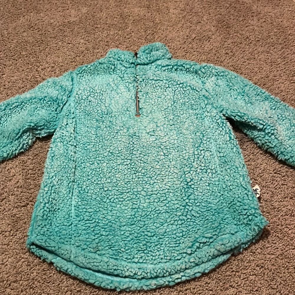 Teal with pink color simply southern Sherpa quarter zip